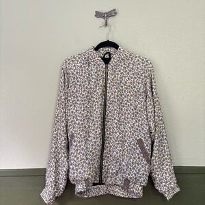 Lightweight Floral Bomber Full Zip Jacket Size Medium